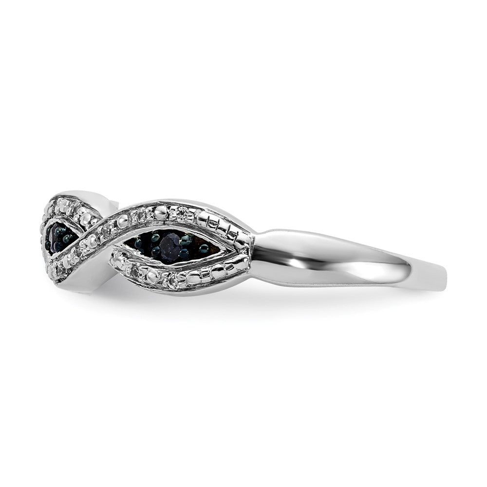 14K White Gold And Blue Diamond Twist Ring