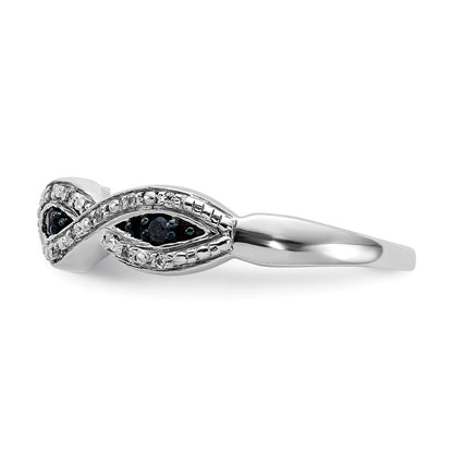 14K White Gold And Blue Diamond Twist Ring