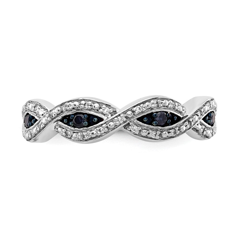 14K White Gold And Blue Diamond Twist Ring
