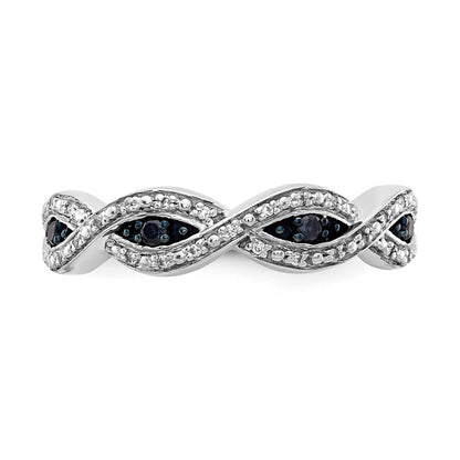 14K White Gold And Blue Diamond Twist Ring