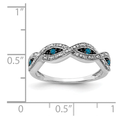 14K White Gold And Blue Diamond Twist Ring