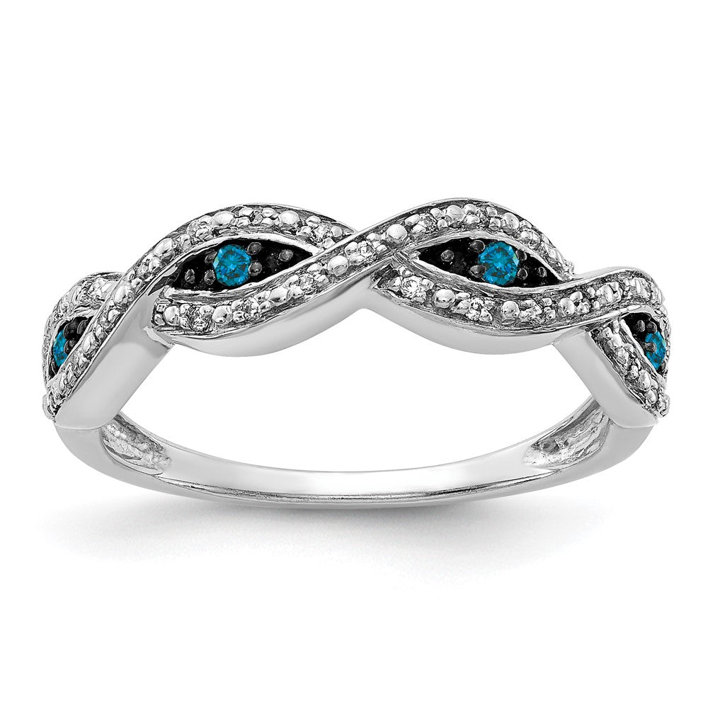14K White Gold And Blue Diamond Twist Ring