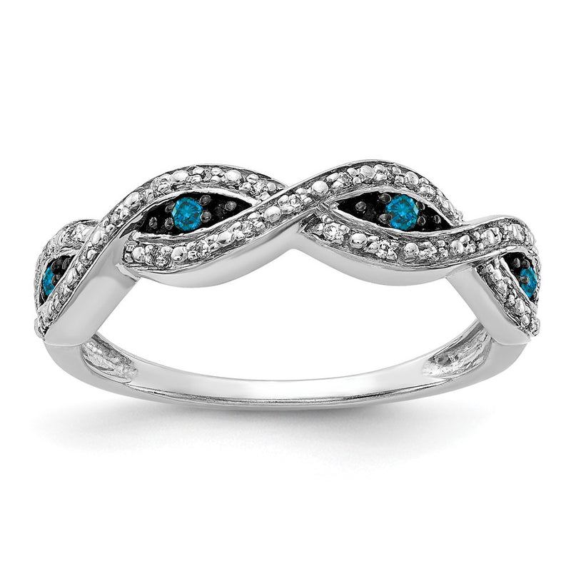 14K White Gold And Blue Diamond Twist Ring