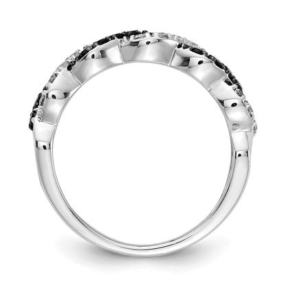 14K White Gold Black/White Diamond Twist Ring