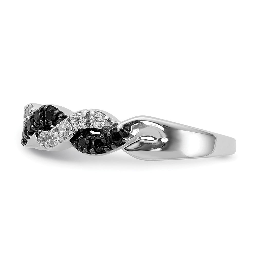 14K White Gold Black/White Diamond Twist Ring