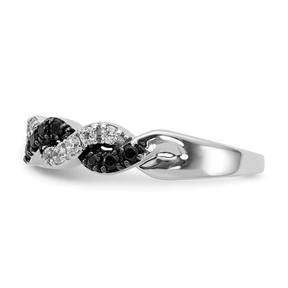 14K White Gold Black/White Diamond Twist Ring