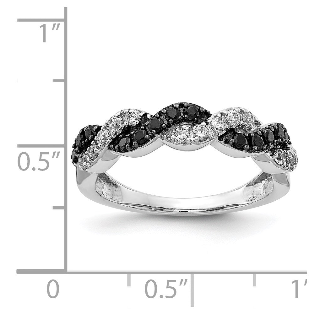 14K White Gold Black/White Diamond Twist Ring