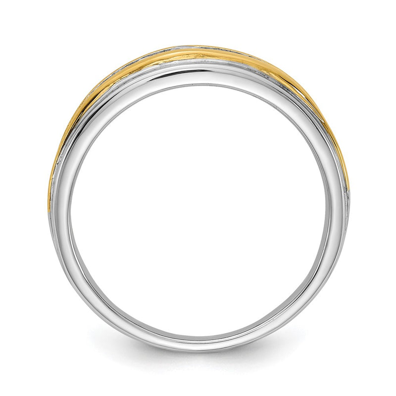 14k White & Yellow Gold Real Diamond Men's Ring