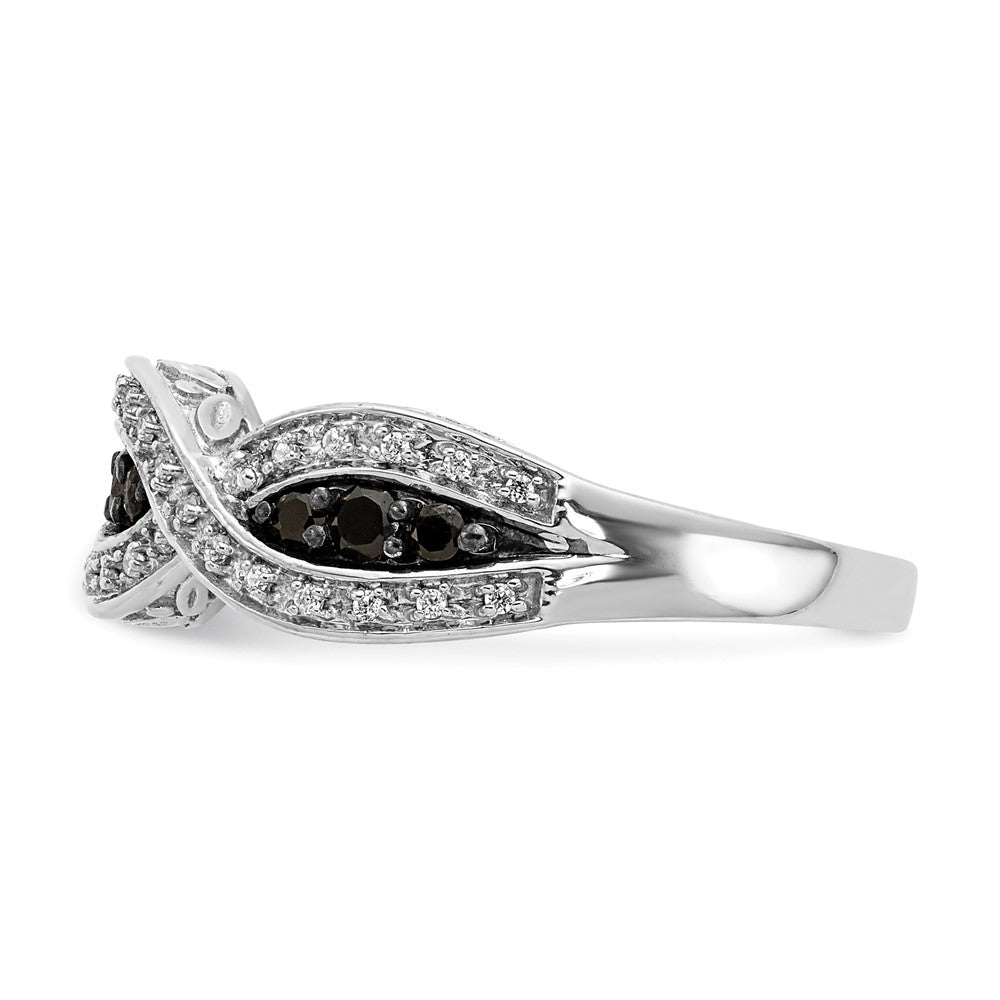 14K White Gold And Black Diamond Twist Ring