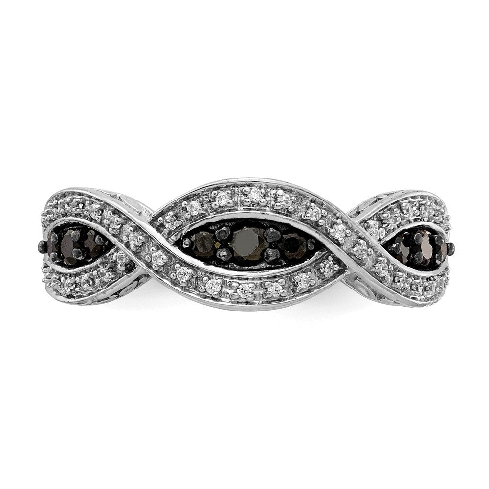 14K White Gold And Black Diamond Twist Ring