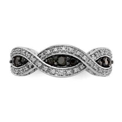 14K White Gold And Black Diamond Twist Ring