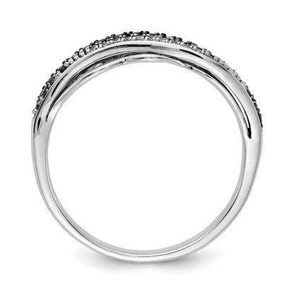 14K White Gold Black Rhd Fancy And Diamond Ring