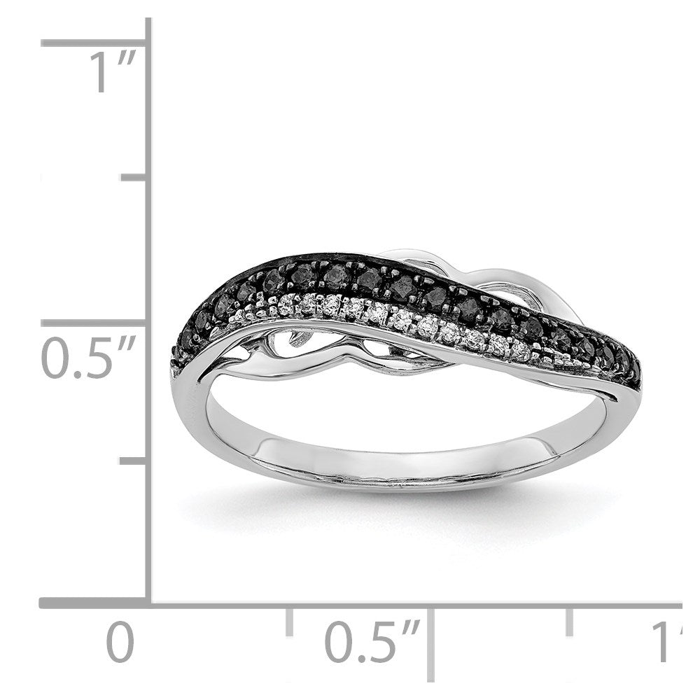 14K White Gold Black Rhd Fancy And Diamond Ring