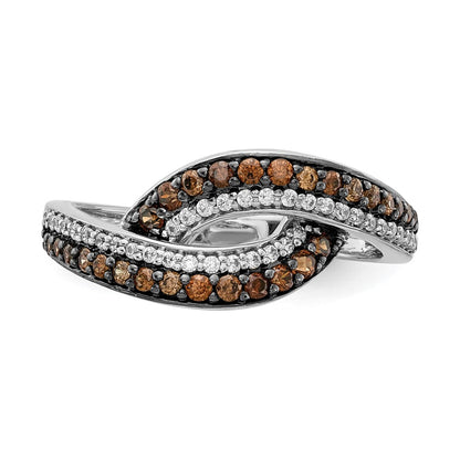 14K White Gold Champagne Diamond Black Rhodium Ring