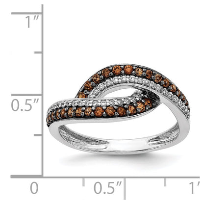14K White Gold Champagne Diamond Black Rhodium Ring