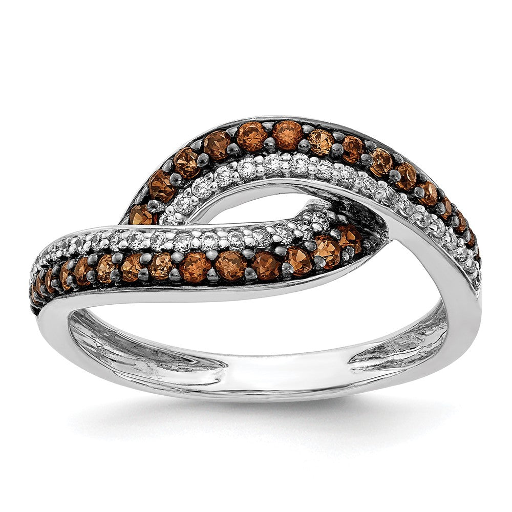 14K White Gold Champagne Diamond Black Rhodium Ring