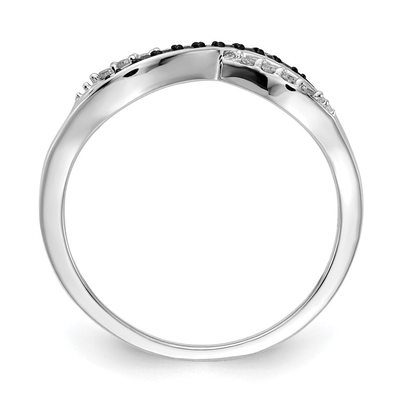14K White Gold W/ Blue And Diamond Crisscross Ring