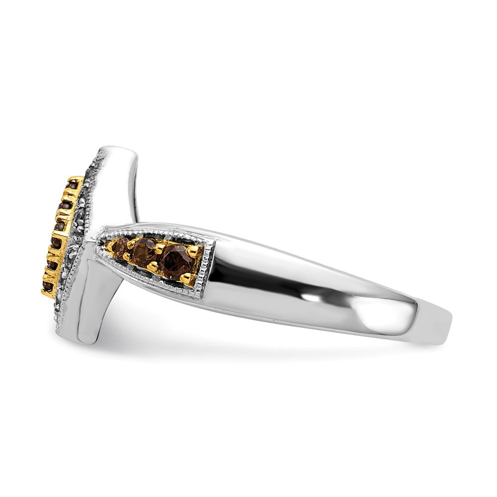 14K White Gold Yellow Rhodium And Champagne Diamond Ring