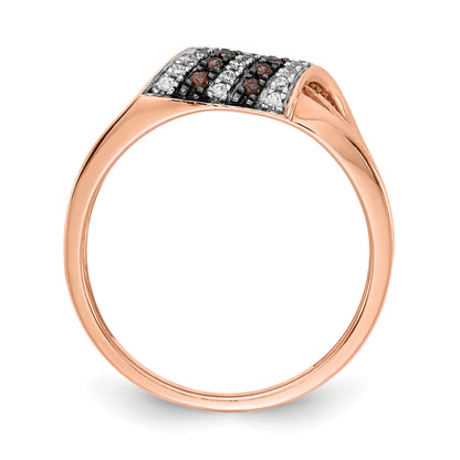 14K Rose Gold White And Champagne Diamond Ring