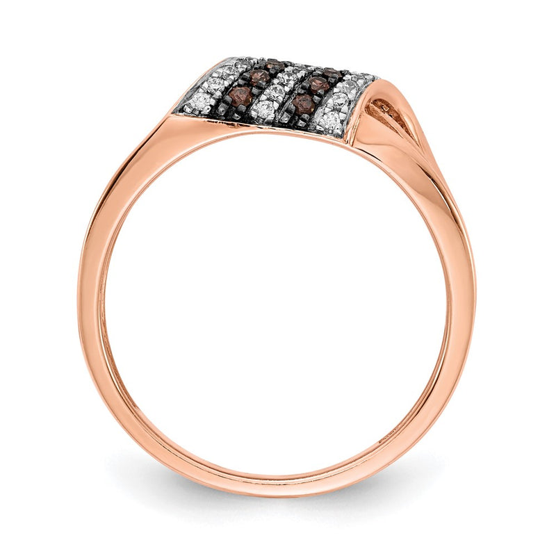 14K Rose Gold White And Champagne Diamond Ring