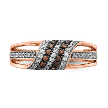 14K Rose Gold White And Champagne Diamond Ring