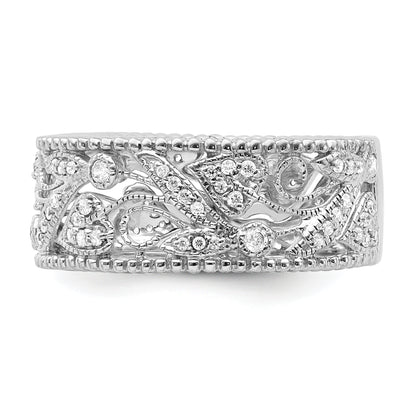 14K White Gold Flower Design Diamond Ring