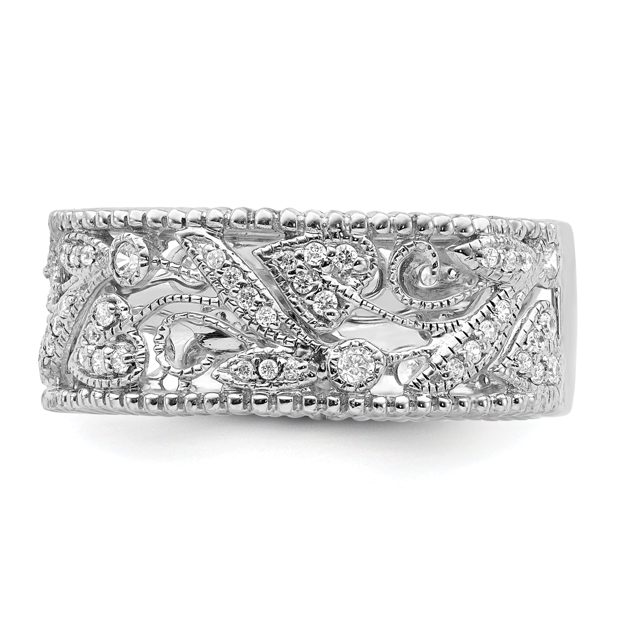 14K White Gold Flower Design Diamond Ring