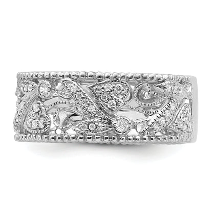 14K White Gold Flower Design Diamond Ring