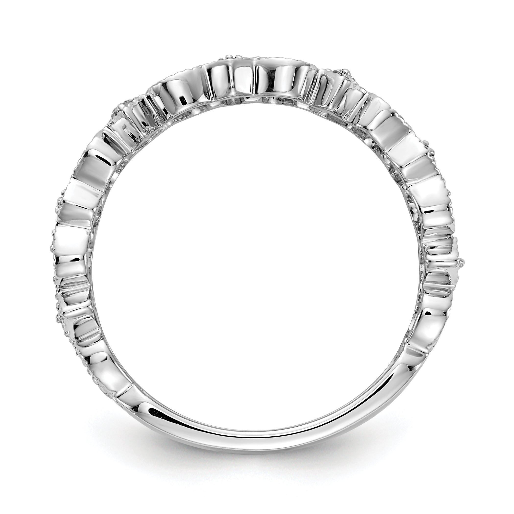 14K White Gold Diamond Fleur De Lis Ring (Size 7.5 Only)