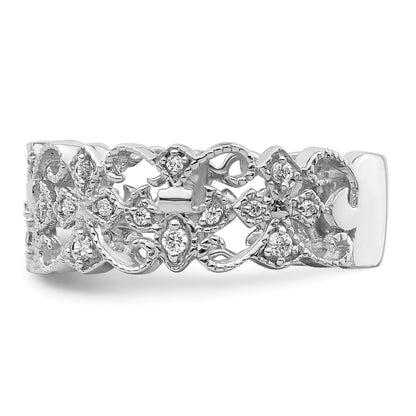 14K White Gold Diamond Fleur De Lis Ring (Size 7.5 Only)