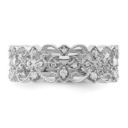 14K White Gold Diamond Fleur De Lis Ring (Size 7.5 Only)