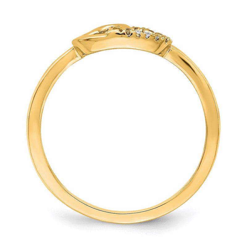 10K Yellow Gold 10K Diamond Double Heart Ring