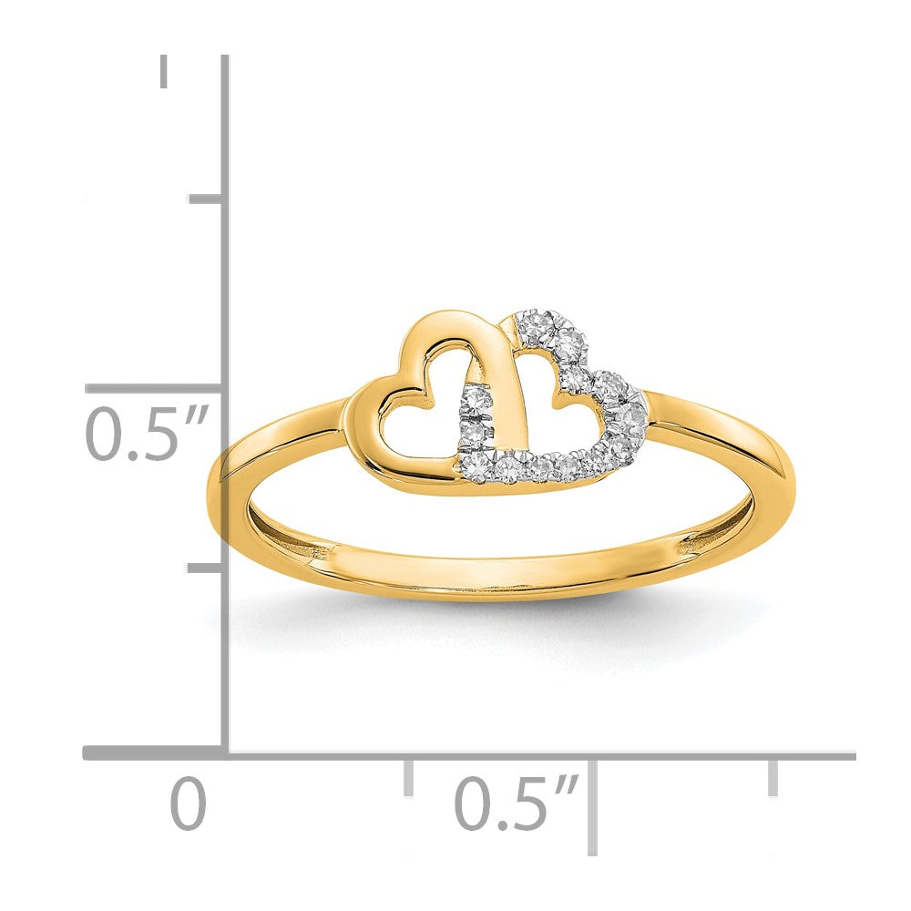 10K Yellow Gold 10K Diamond Double Heart Ring