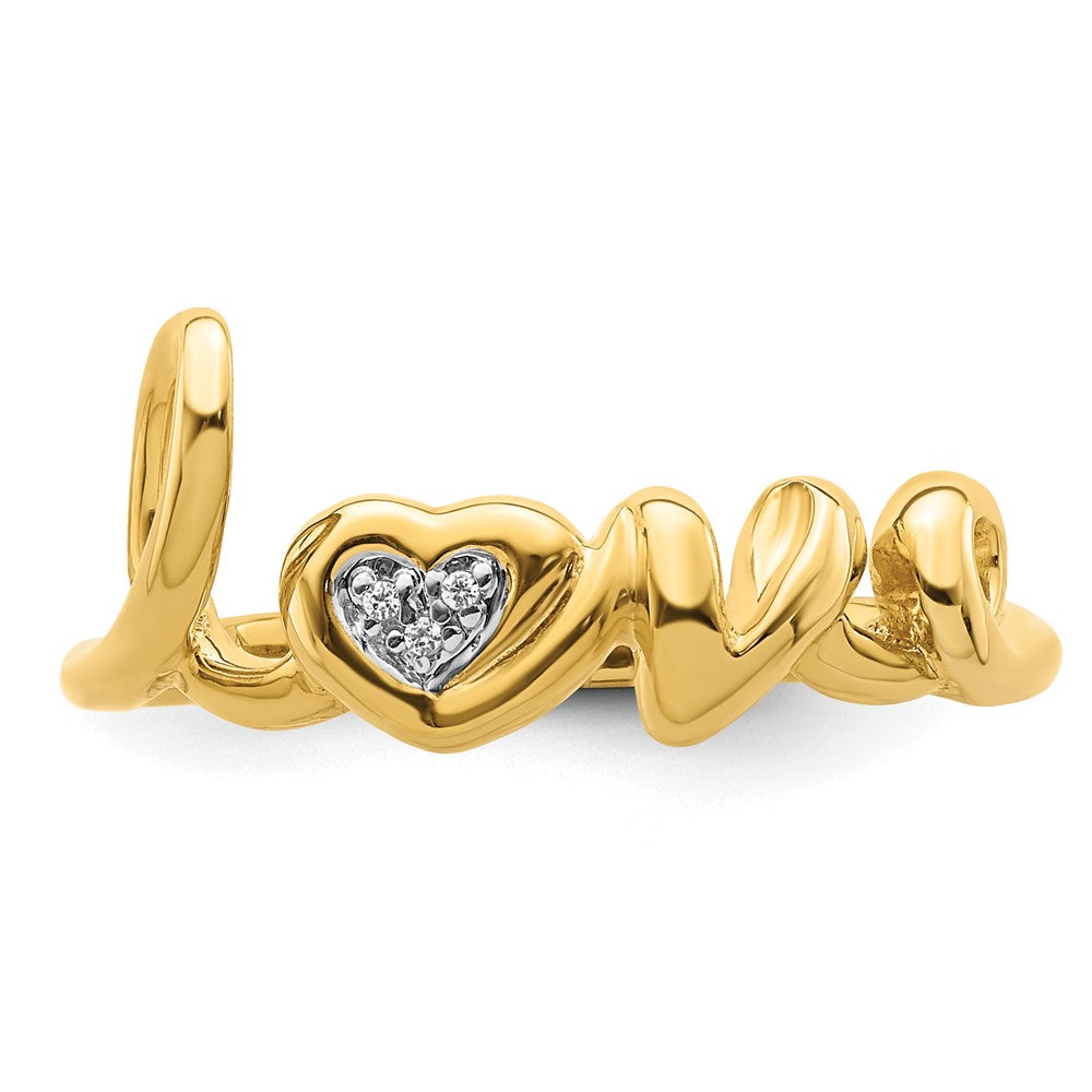14K Yellow Gold Diamond Love Ring