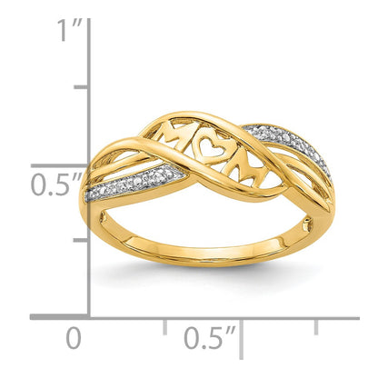 10K Yellow W/Rhodium 10K Diamond Mom Ring