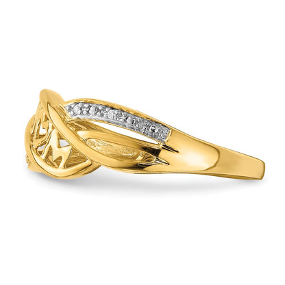 14K Yellow & Rhodium Diamond Mom Ring
