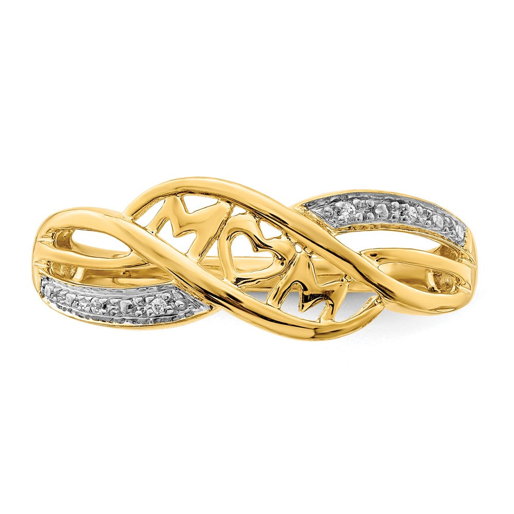 14K Yellow & Rhodium Diamond Mom Ring