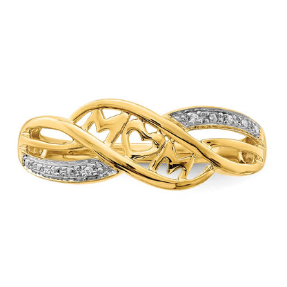 14K Yellow & Rhodium Diamond Mom Ring