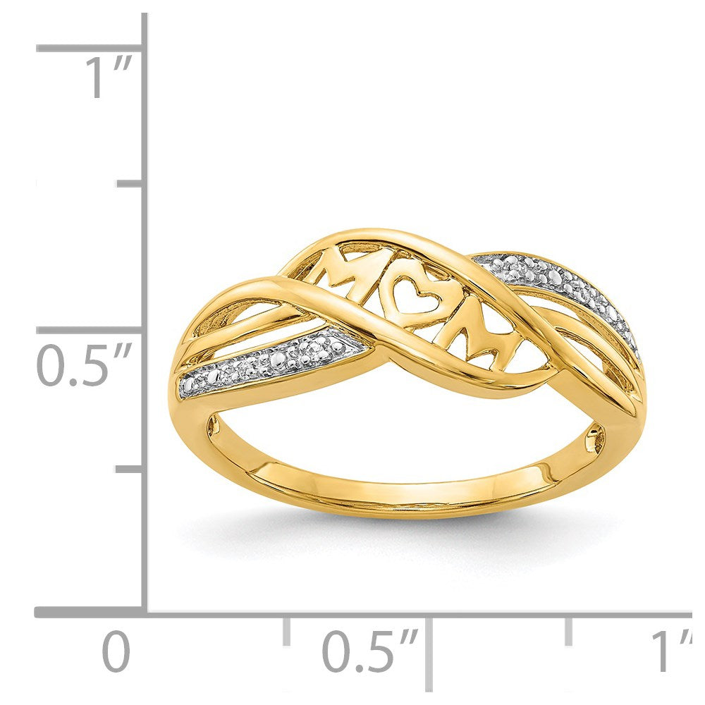 14K Yellow & Rhodium Diamond Mom Ring