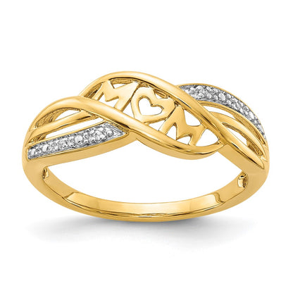 14K Yellow & Rhodium Diamond Mom Ring