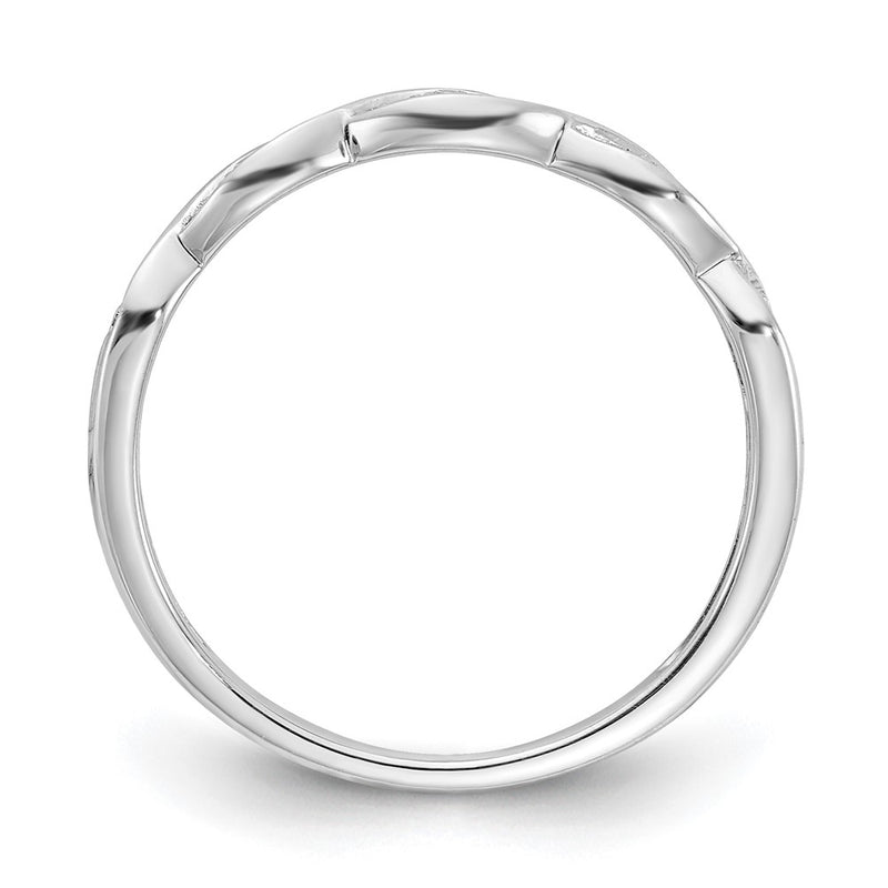 14K White Gold Criss Cross 1/15 Carat Diamond Complete Wedding Band