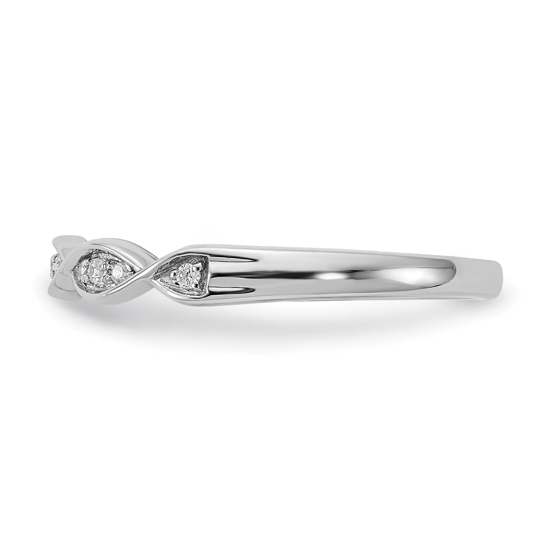 14K White Gold Criss Cross 1/15 Carat Diamond Complete Wedding Band