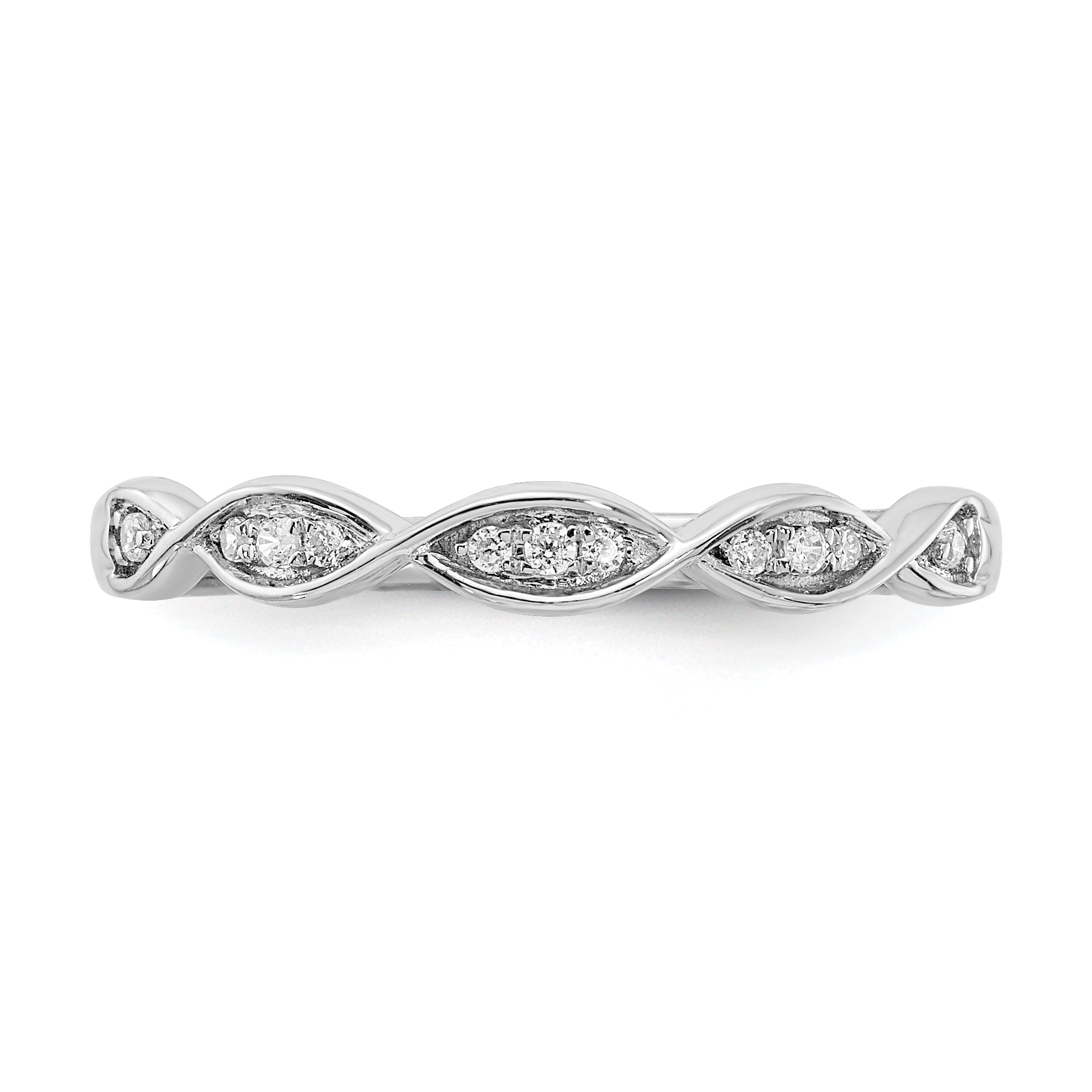 14K White Gold Criss Cross 1/15 Carat Diamond Complete Wedding Band