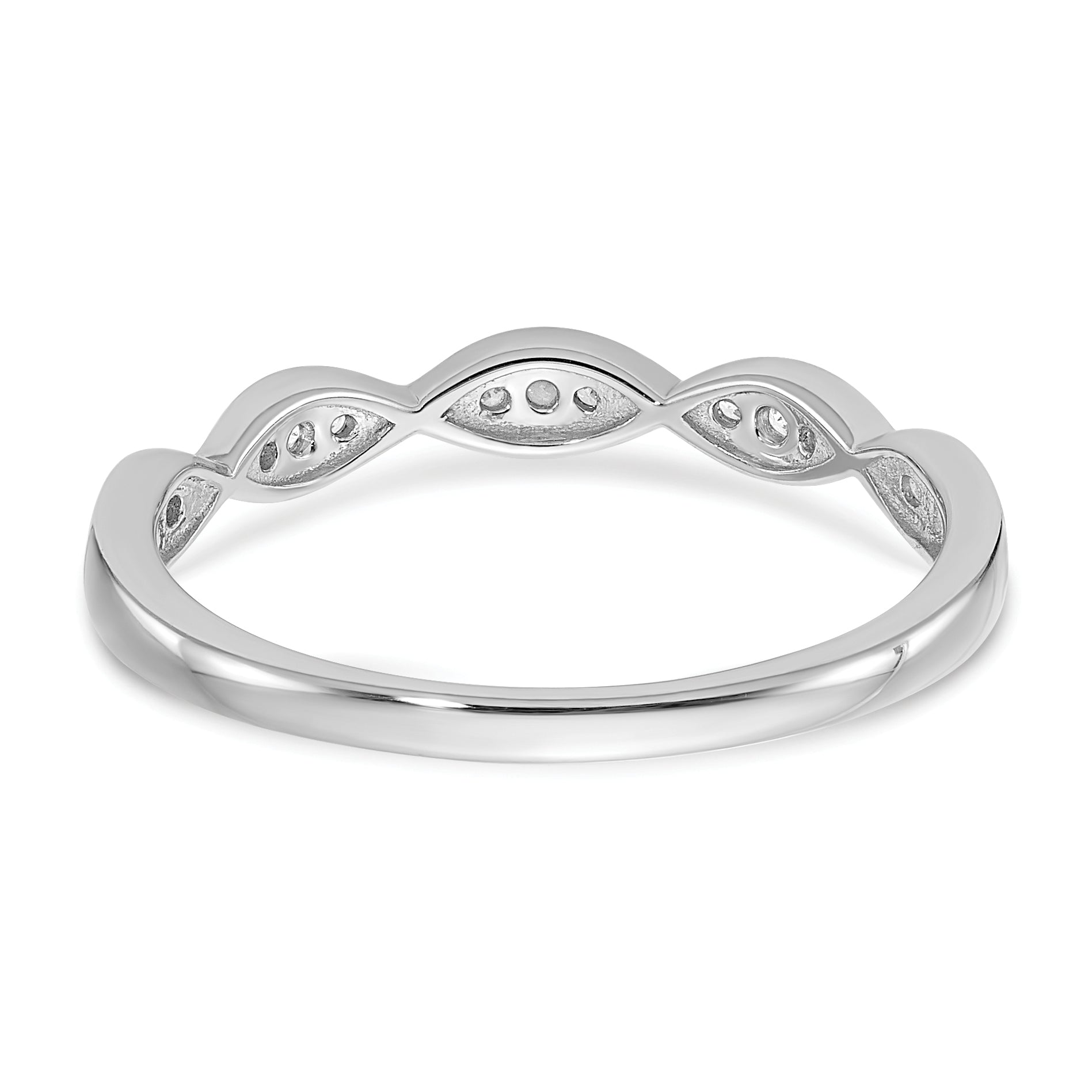 14K White Gold Criss Cross 1/15 Carat Diamond Complete Wedding Band