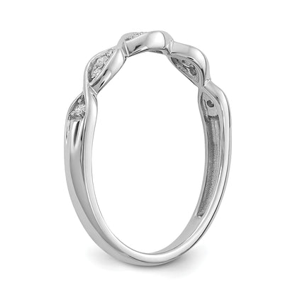 14K White Gold Criss Cross 1/15 Carat Diamond Complete Wedding Band