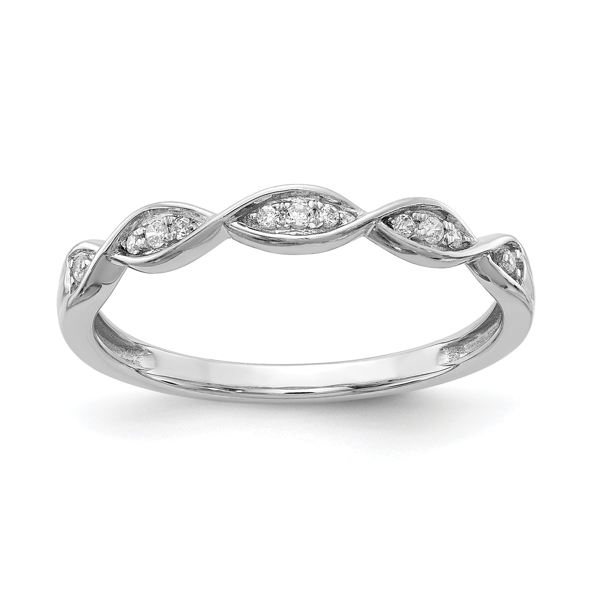 14K White Gold Criss Cross 1/15 Carat Diamond Complete Wedding Band