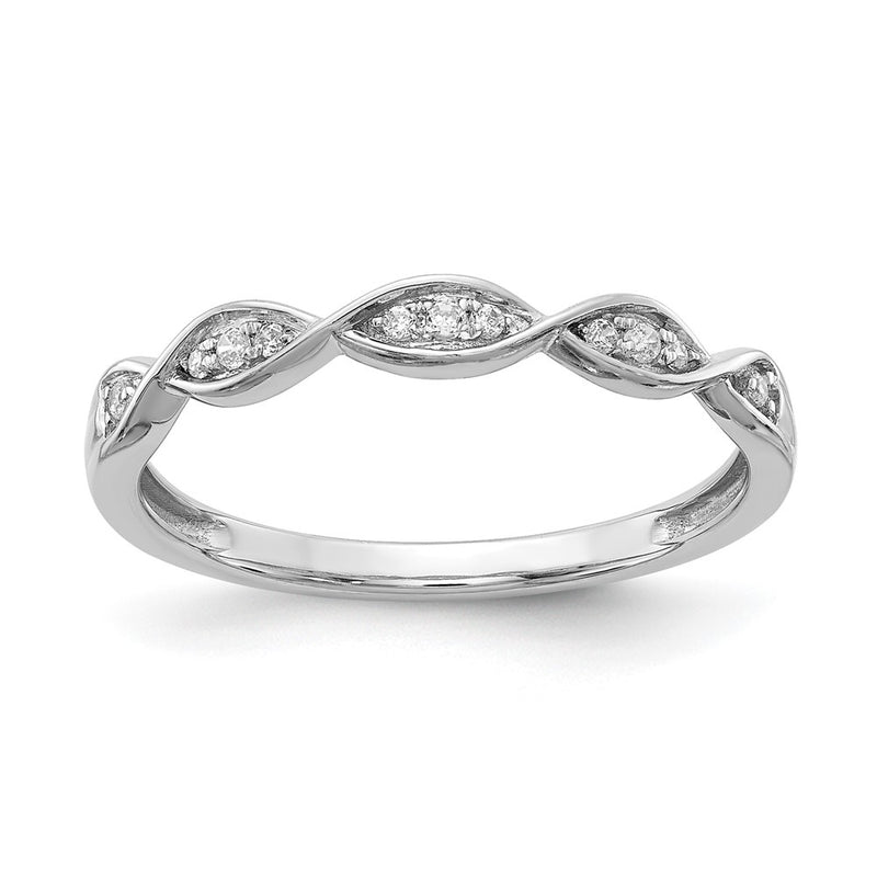 14K White Gold Criss Cross 1/15 Carat Diamond Complete Wedding Band