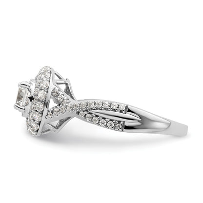 10K White Gold Eternal Promise Lab Grown VS/SI+ G+ Dia Halo Complete Ring
