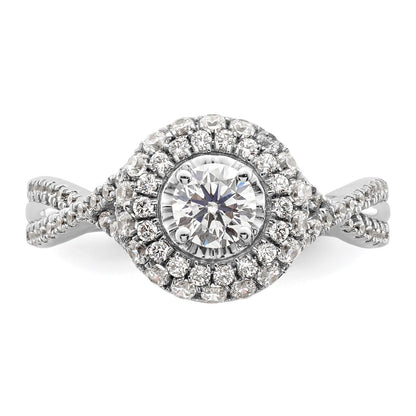 10K White Gold Eternal Promise Lab Grown VS/SI+ G+ Dia Halo Complete Ring