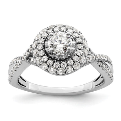10K White Gold Eternal Promise Lab Grown VS/SI+ G+ Dia Halo Complete Ring